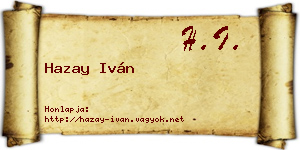 Hazay Iván névjegykártya
